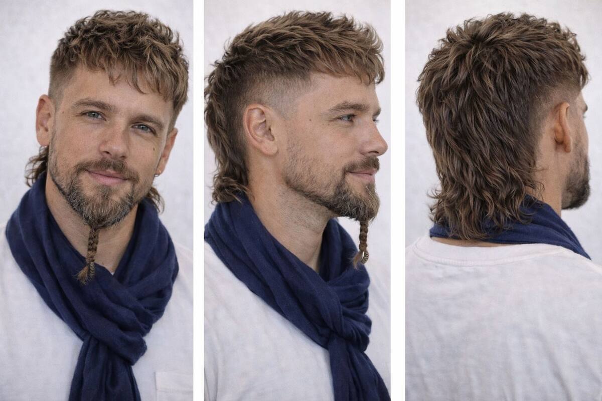 Side part con fade medio e barba curata abbinata