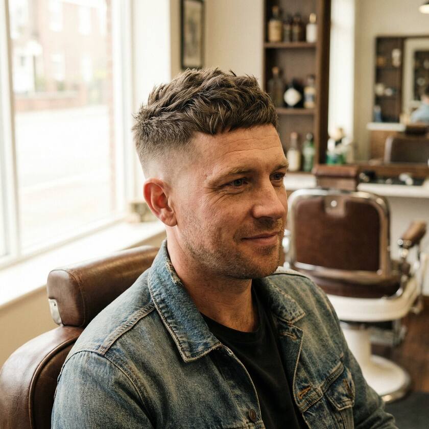 Taglio di capelli uomo testurizzato del 2026 in barberia